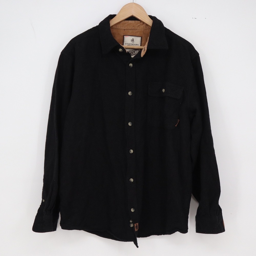 Legendary Whitetails Shirt Mens L Buck Camp Black Flannel Button Down Excellent